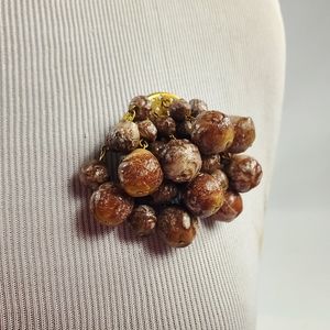 Nut Seed Botanical Brooch Pin Vintage Handmade